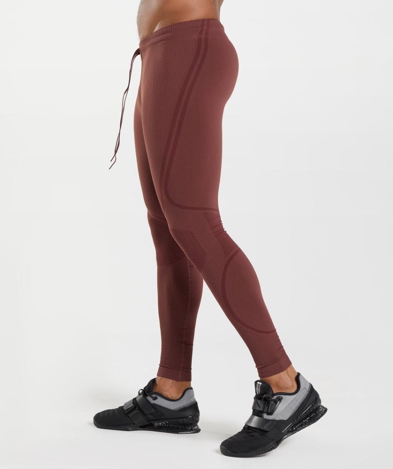 Men's Gymshark 315 Seamless Leggings Burgundy | NZ 4BTKRV